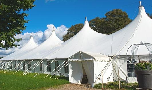 high-quality portable toilets stationed at a wedding, meeting the needs of guests throughout the outdoor reception in Fife, WA